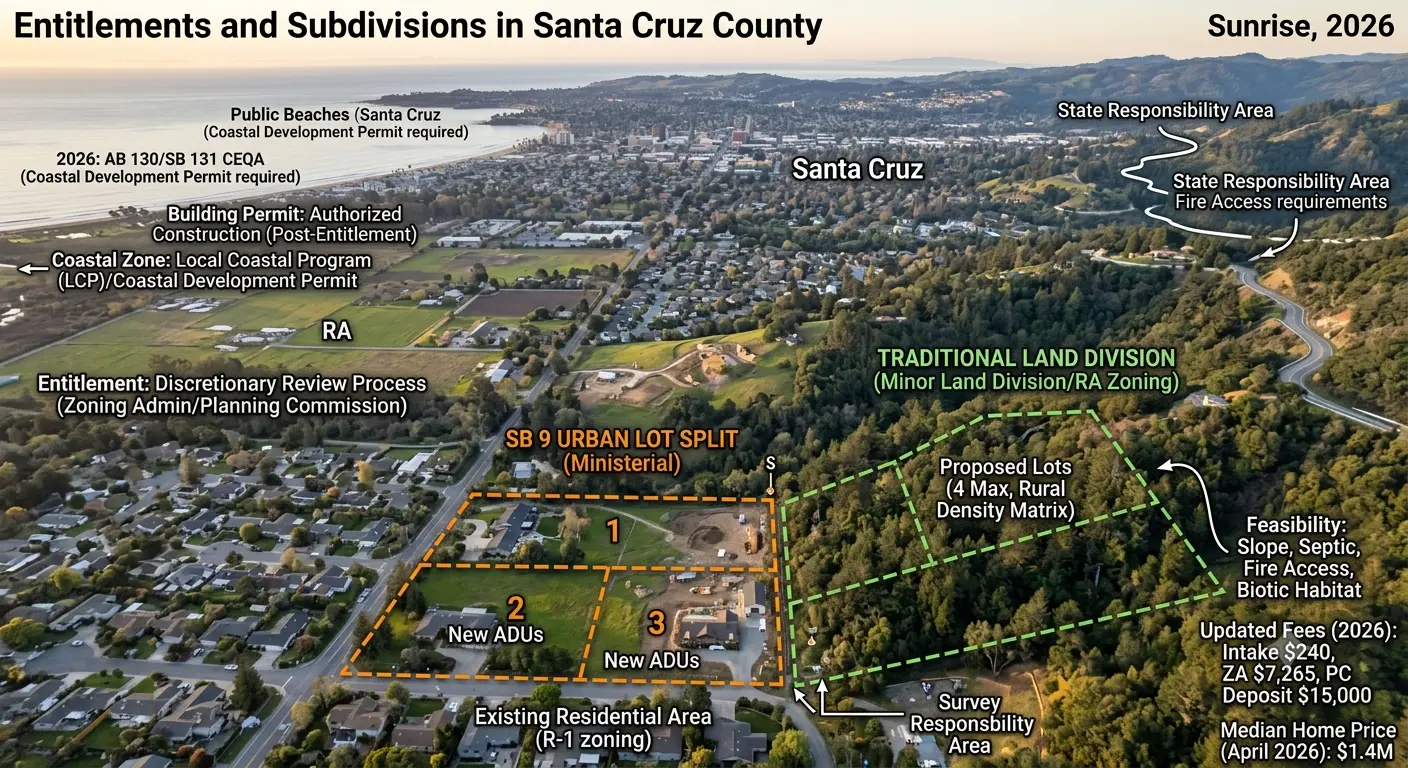 Entitlements and Subdivisions in Santa Cruz County infographic